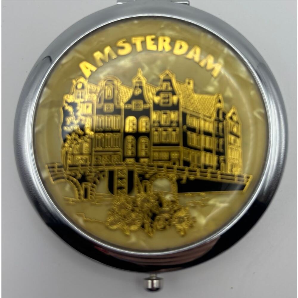 Amsterdam Gold Silver Compact Mirror